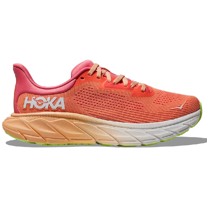 running shoes with tie up laces-Hoka Arahi 7 Papaya/Coral Running Shoe (Women's)