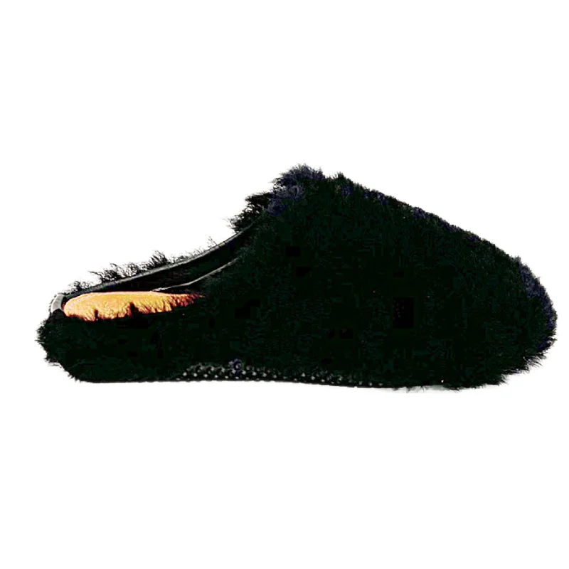 running shoes with low maintenance-KKB Portland Mule Slipper: Exersole® by Quoddy Barefoot Fit Black Shearling