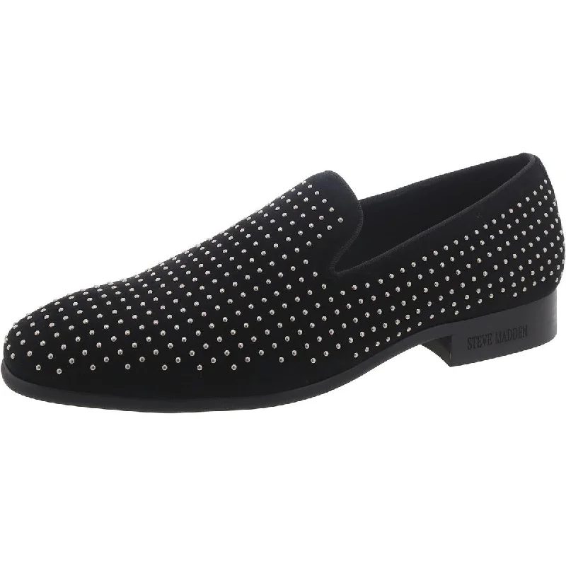 Loafers with luxury leather-Steve Madden Mens Bellwood Suede Studded Loafers