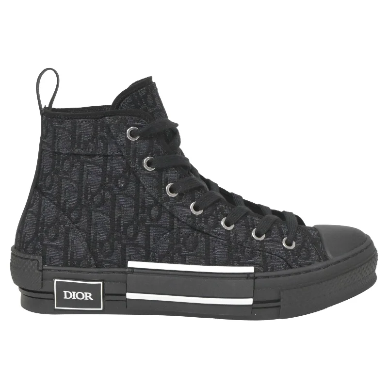 Dior B23 Oblique High-Top Sneakers in Black Canvas