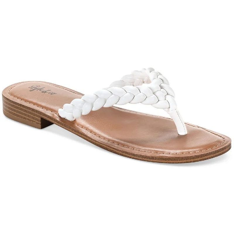 Style & Co. Womens Brandiie Faux Leather Flip-Flop Thong Sandals