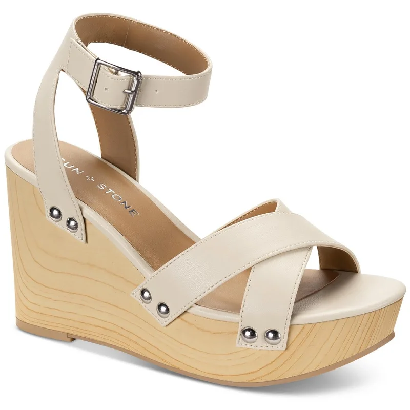 Sun + Stone Womens Tiaraa Ankle Strap Heeled Wedge Sandals