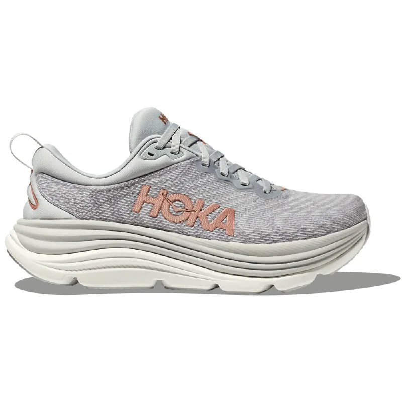 running shoes for desert running-Hoka Gaviota 5 Harbor Mist/Rose Gold Running Shoe (Women's)