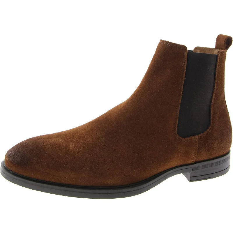 sandals with subtle style-How to pair boots with vests-Steve Madden Mens Angelo Mixed Media Ankle Chelsea Boots