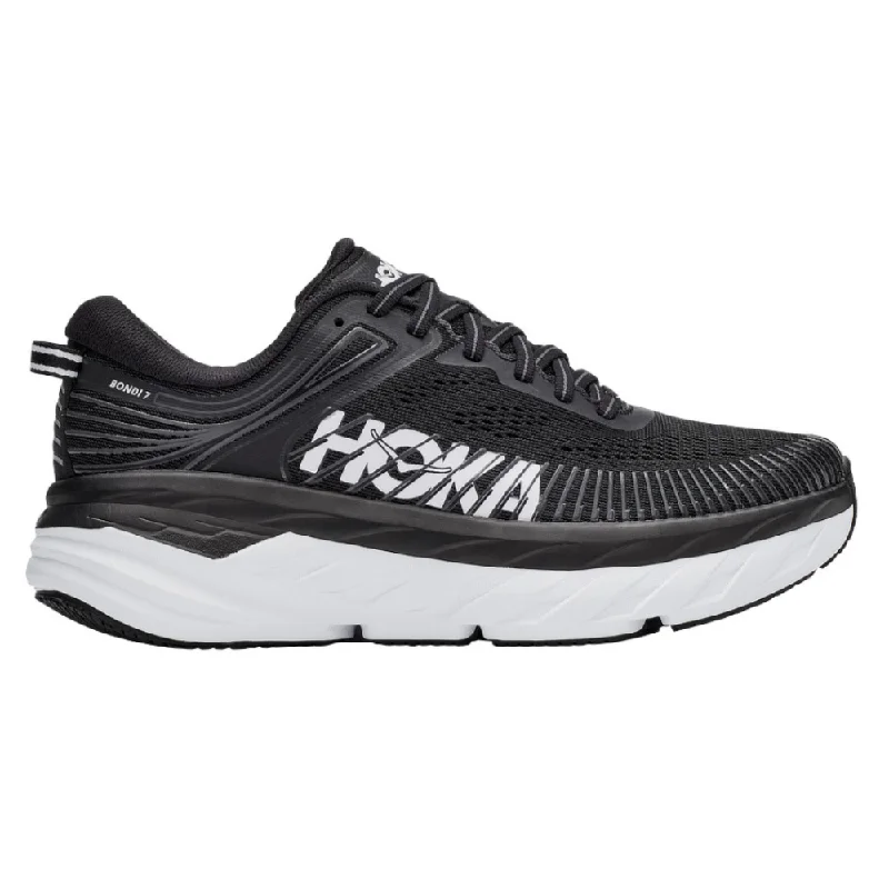 running shoes with neutral cushioning-Hoka Bondi 7 Black/White Running Shoe (Women's)