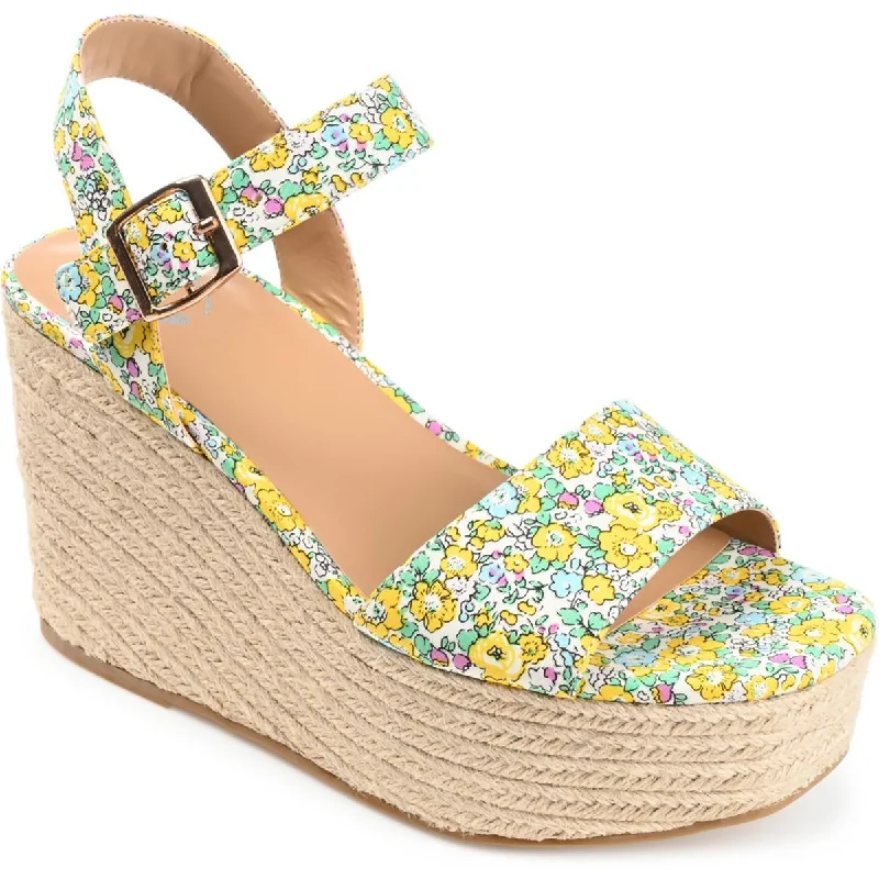 Journee Collection Womens Pearrl Canvas Wedge Sandals