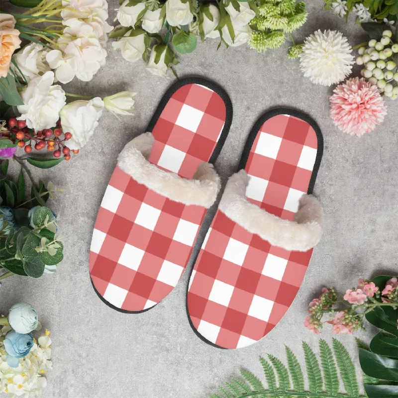 running shoes with clean lines-Red & White Checkered |  cozy slippers