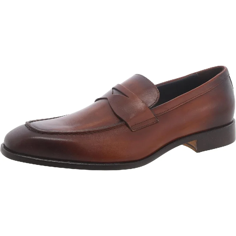 Loafers for autumn walks-Massimo Matteo Mens PONTE VECCHIO Leather Round toe Loafers