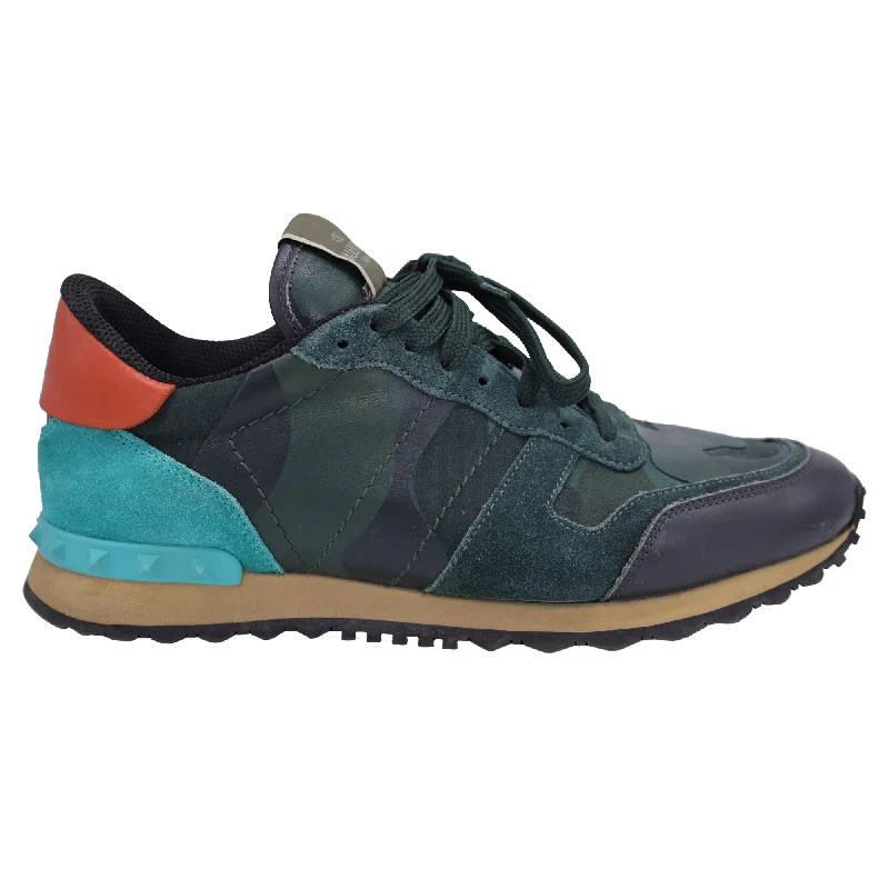 Valentino Garavani Camouflage-Print Rockrunner Trainer Sneakers in Multicolor Leather