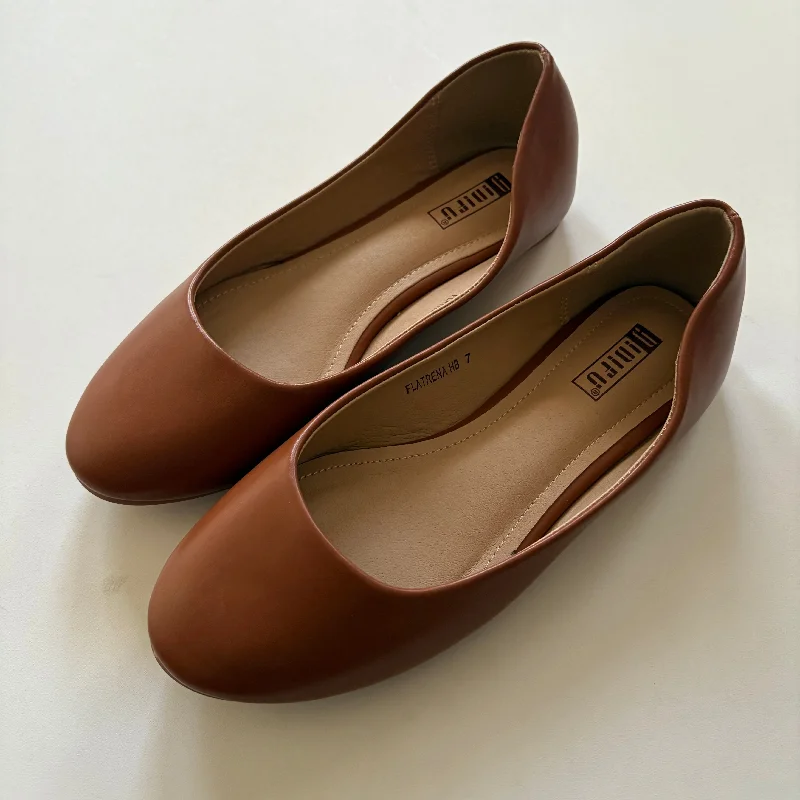 Flats with private spaces-Shoes Flats By idifu In Brown, Size: 7