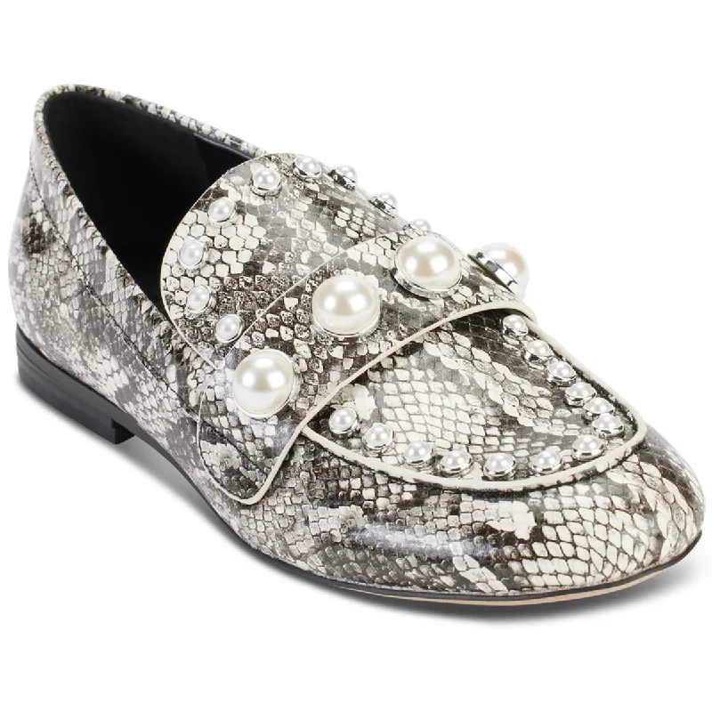 Loafers with soft leather-Karl Lagerfeld Paris Womens Avah Studs Jeweled Snake Print Loafers