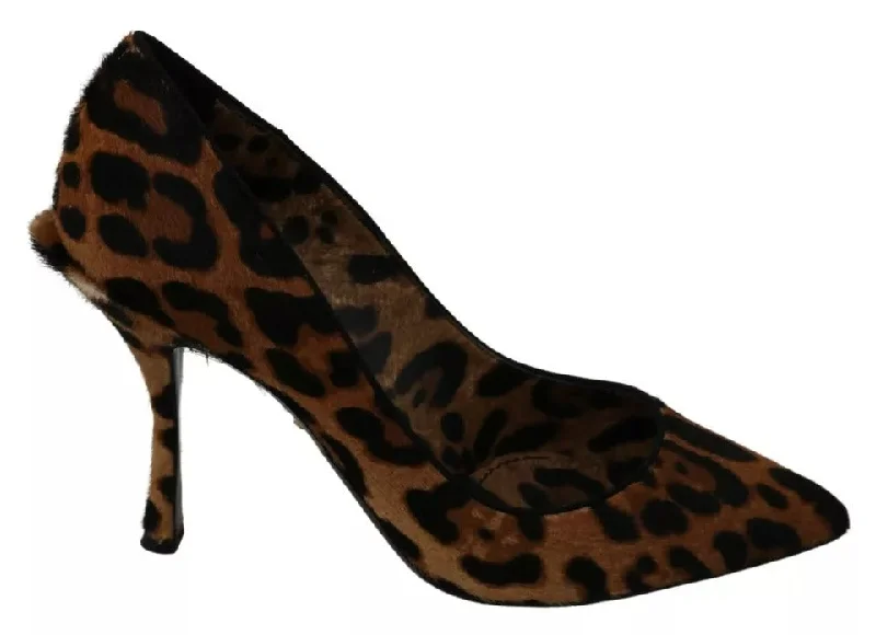 Dolce & Gabbana  Leopard Pony Hair Heels Pumps Women's Shoes