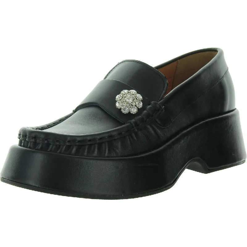 Loafers for chilly days-Ganni Womens RETRO Faux Leather Round toe Loafers