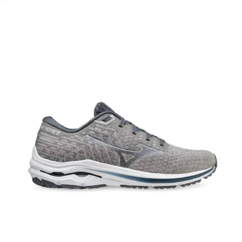 running shoes with padded collar-Men's Mizuno Wave Inspire Running Shoe In Ultimate Grey-Silver