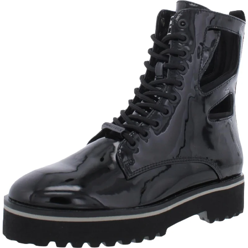 sandals for modern look-Where to buy classic boots-Kendall + Kylie Langmore Women's Patent Lace-Up Round Toe Combat Boot