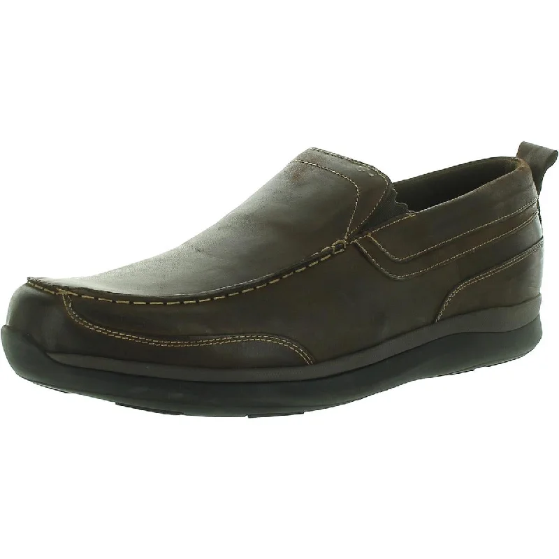 Loafers with supportive insoles-Propet Mens Preston Leather Slip-On Loafers