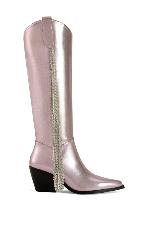 sandals with plant based-Can boots be worn with maxis-JOYDISTRICT-PINK TASSEL WESTERN BOOT