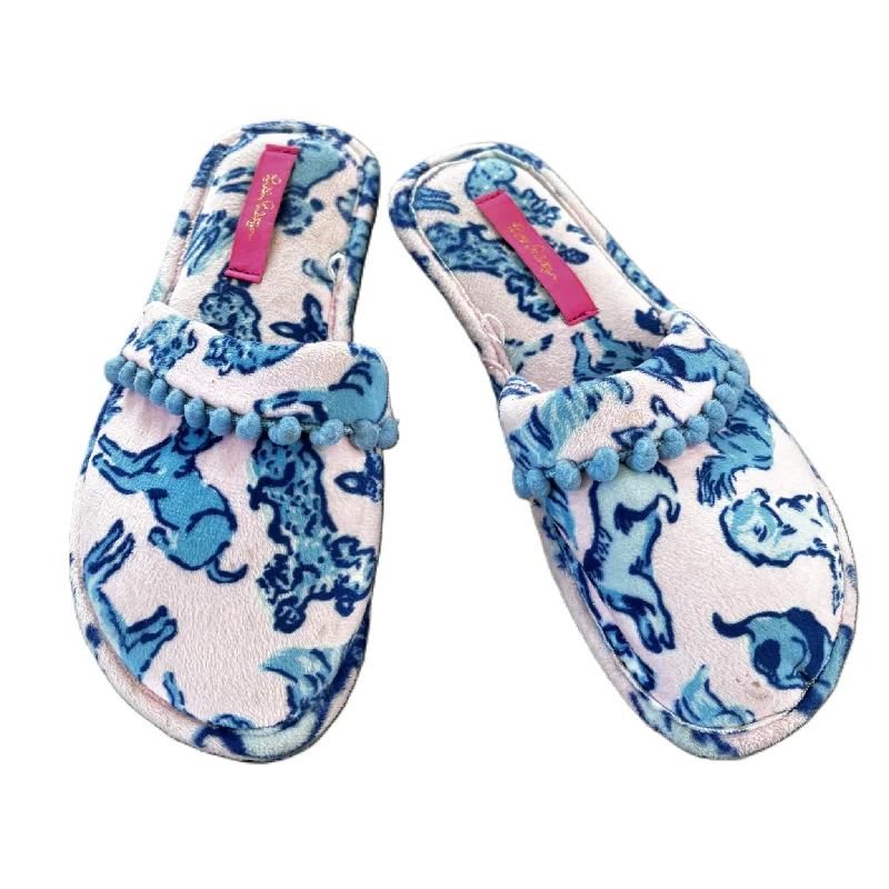 running shoes with strong laces-Slippers Designer By Lilly Pulitzer In Blue & Pink