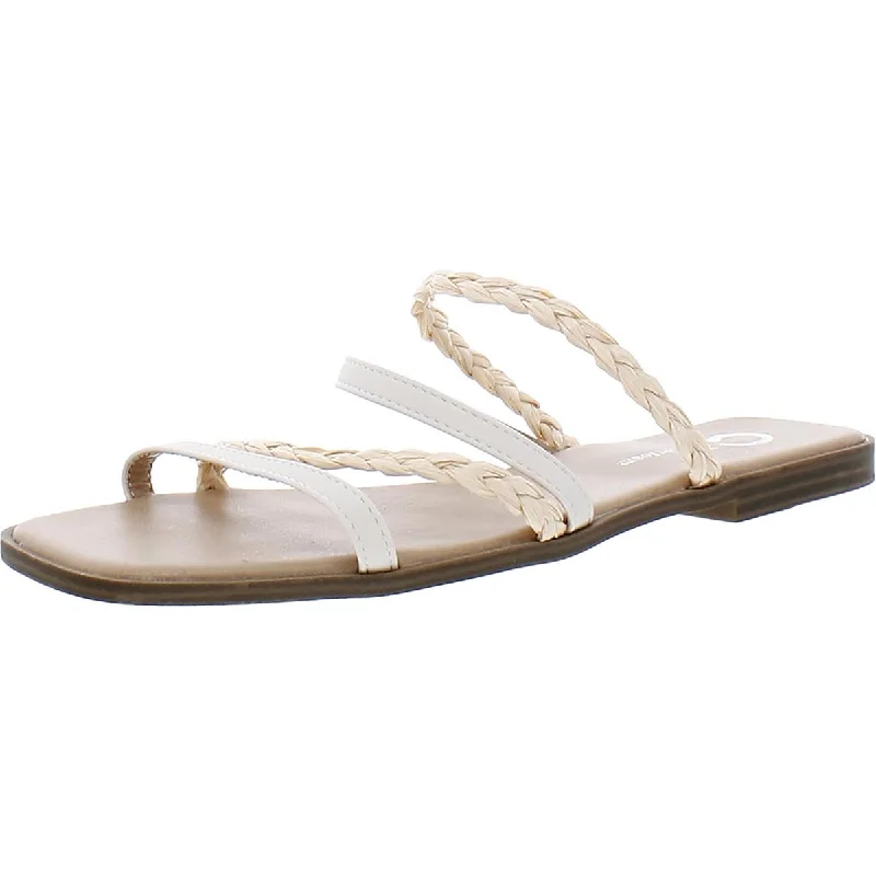 Flats near cultural hubs-Journee Collection Womens Faux Leather Flats Slide Sandals