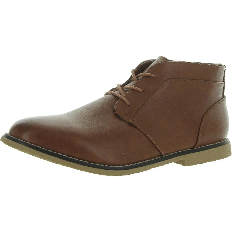 sandals with sweat proof-Do boots match wide-leg jeans-London Fog Mens BROADSTREET 2 Faux Leather Lace Up Chukka Boots