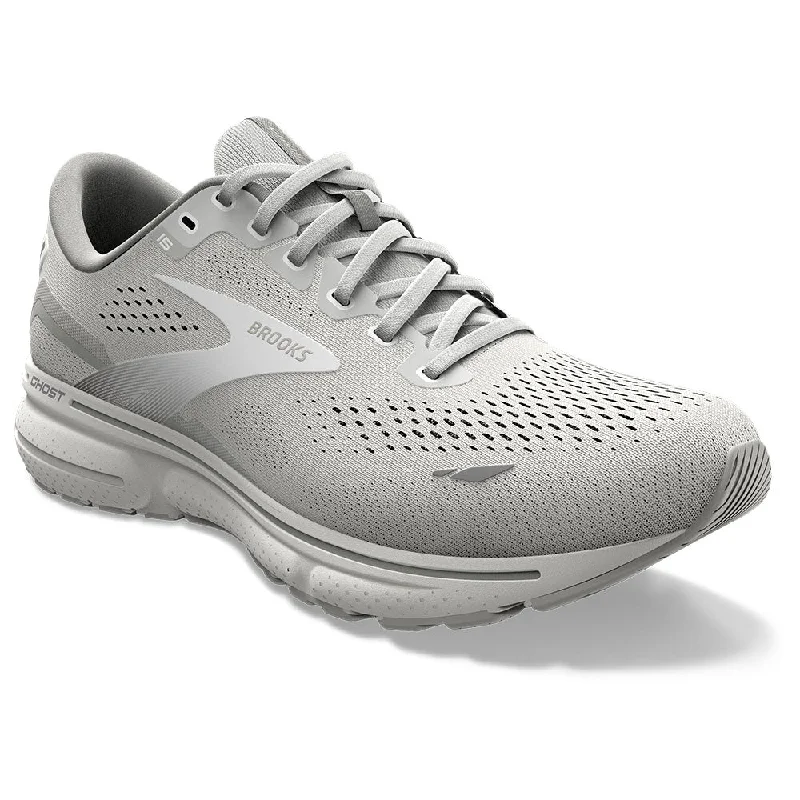 running shoes for icy roads-Brooks Ghost 15 Running Shoe Oyster/Alloy/White (Women's)