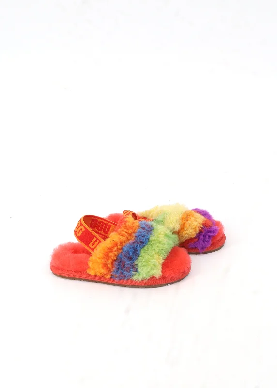 running shoes with open weave-Kids Girl's Colorblocked Fur Slippers,Multi