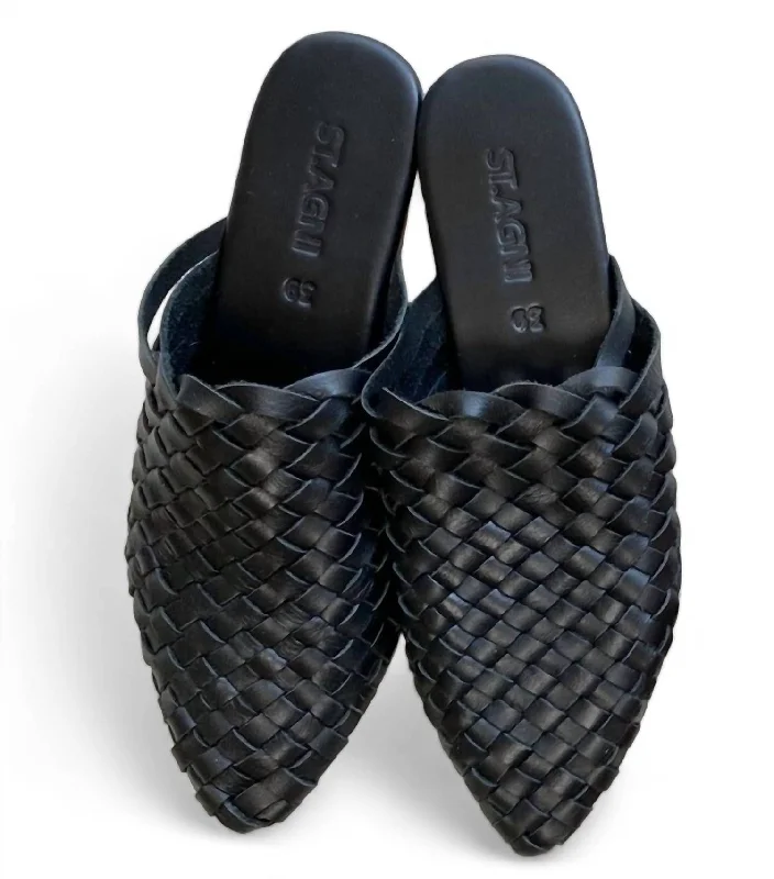 running shoes for gravel roads-Women's Paris Woven Mules In Black