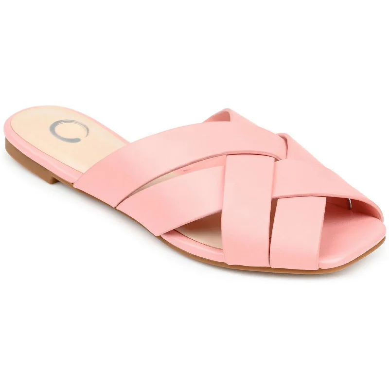 Flats with ample storage-Journee Collection Womens Haize  Slip On Flats Slide Sandals