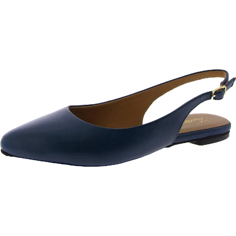 Flats near business hubs-Trotters Womens Evelyn Leather Pointed Toe Slingbacks