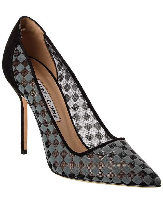 Manolo Blahnik BBLA 105 Mesh & Suede Pump