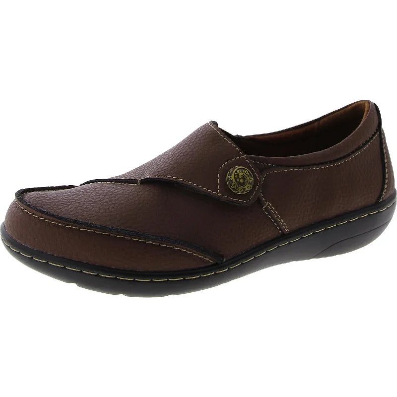 Loafers with bold stitching-Geoeleph Womens Faux Leather Slip On Loafers