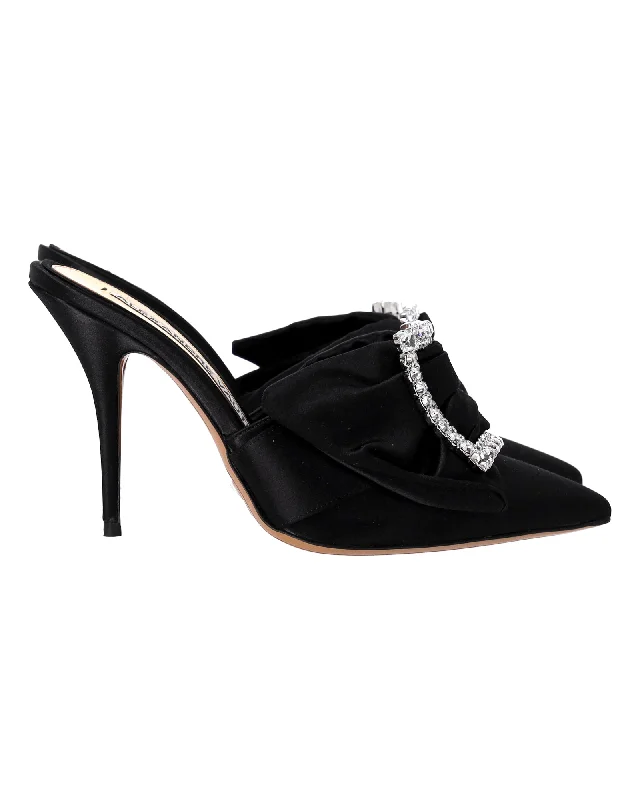 running shoes with dry feel-Alexandre Vauthier Lola Embellished Mules in Black Satin