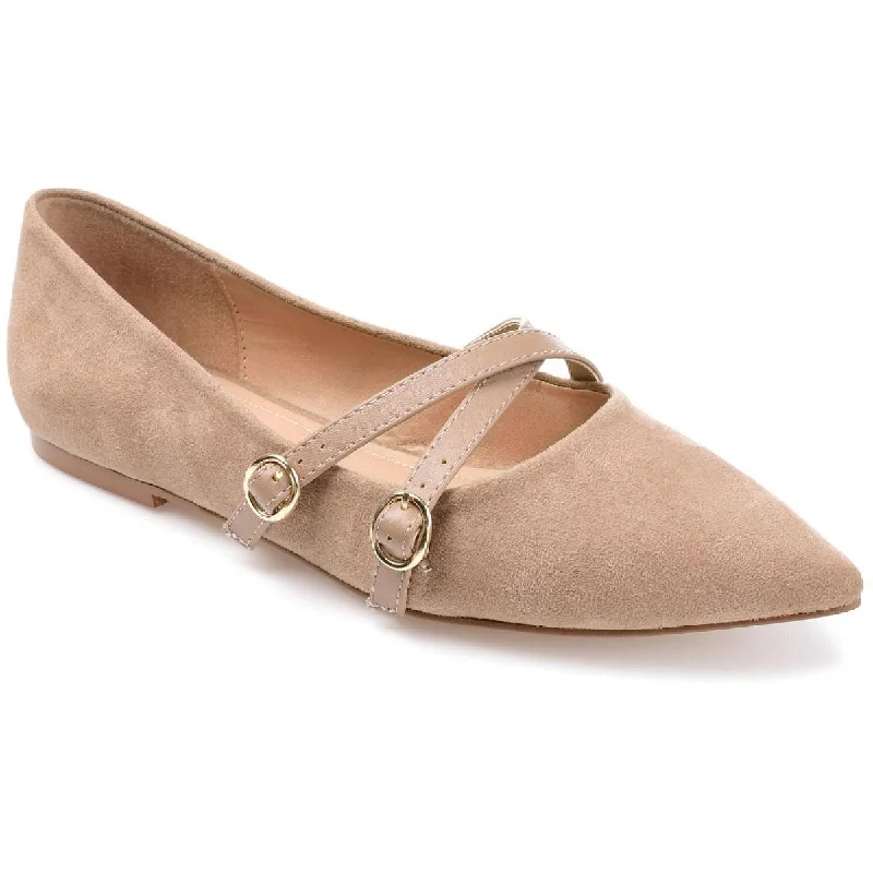 Minimalist loafers for daily-Journee Collection Womens Patricia Faux Suede Pointed Toe Loafers