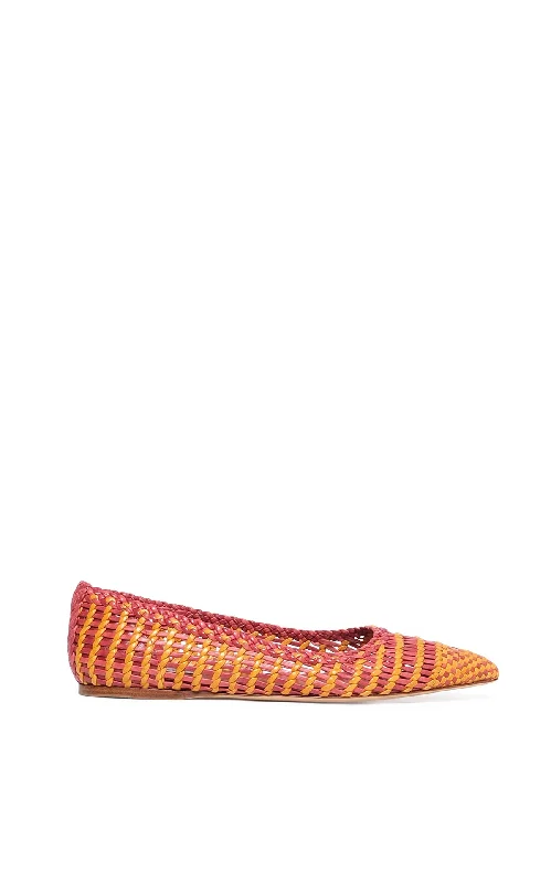 Flats in upmarket area-Aurora Braided Flat Shoe in Pink Multi Leather