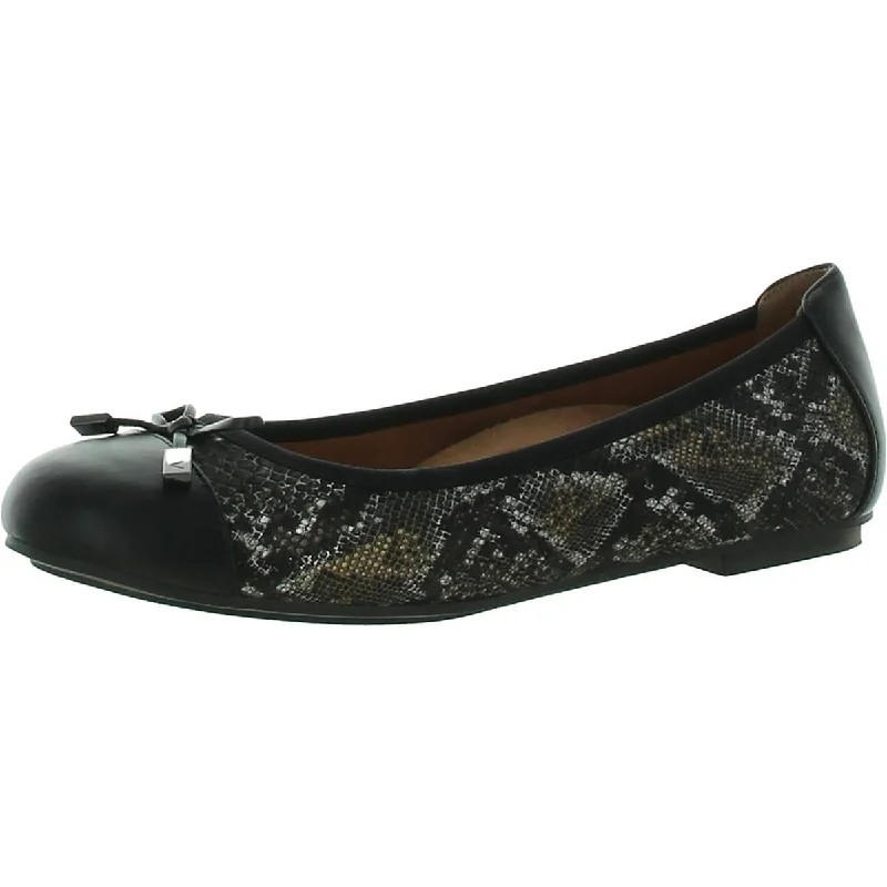 Flats near me-Vionic Womens Minna Leather Snake Print Ballet Flats