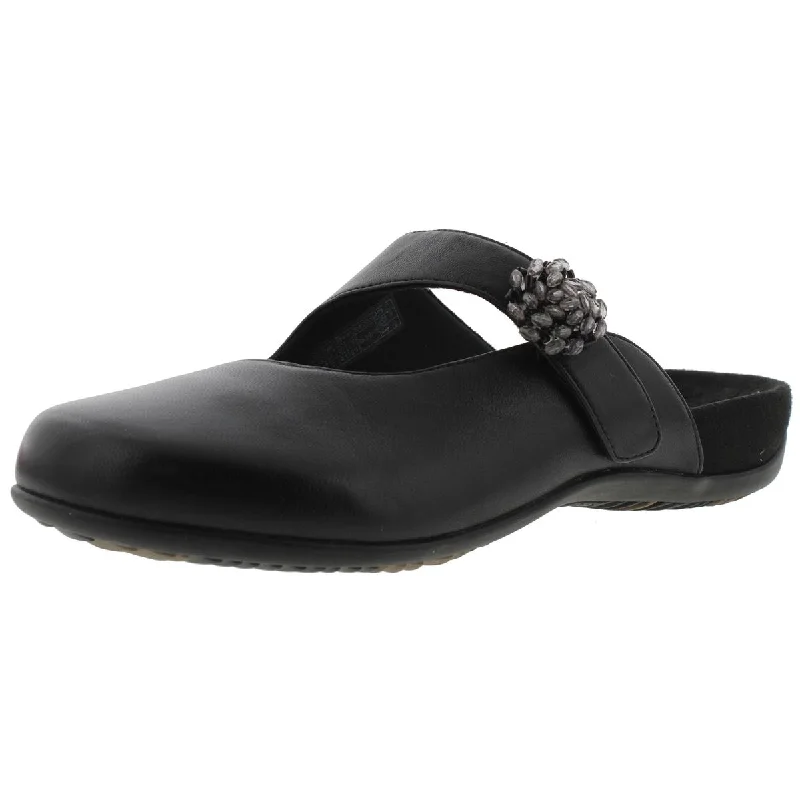 Flats with onsite appeal-Vionic Womens Joan Leather Embellished Mary Janes