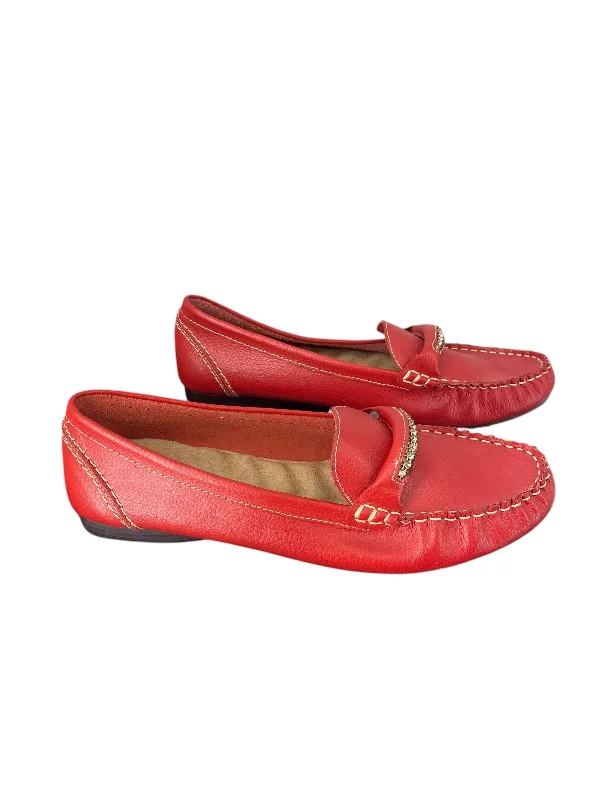 Flats with bright interiors-Shoes Flats By Clothes Mentor In Red, Size: 11