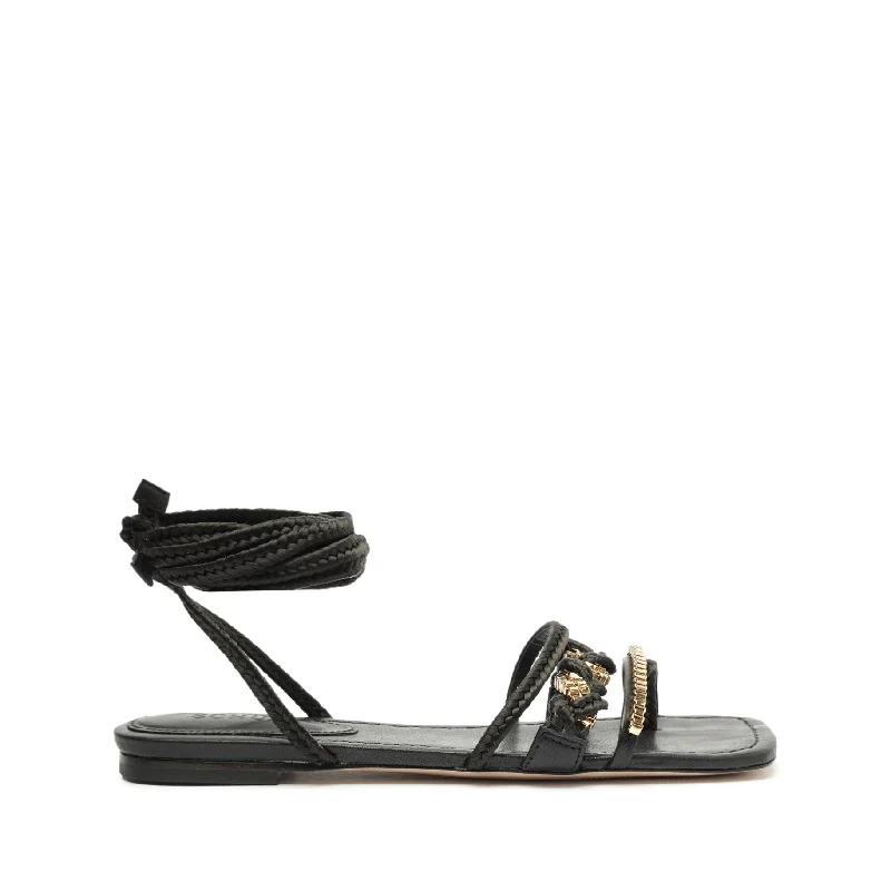 Flats with onsite parking-Guadalupe Leather Sandal