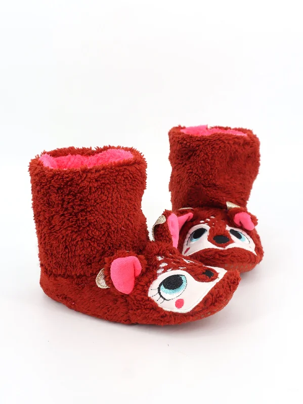 running shoes with high rebound-Kids Girl's Graphic Embroidered Faux Fur Slippers,Red