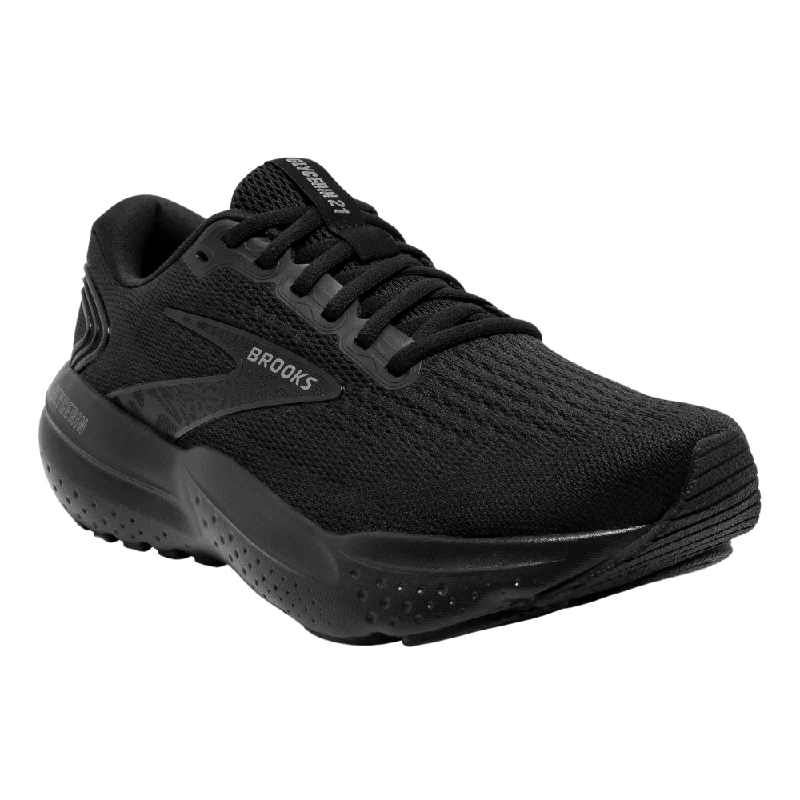 running shoes with shock resistant-Brooks Glycerin GTS 21 Black Running Shoe (Women's)