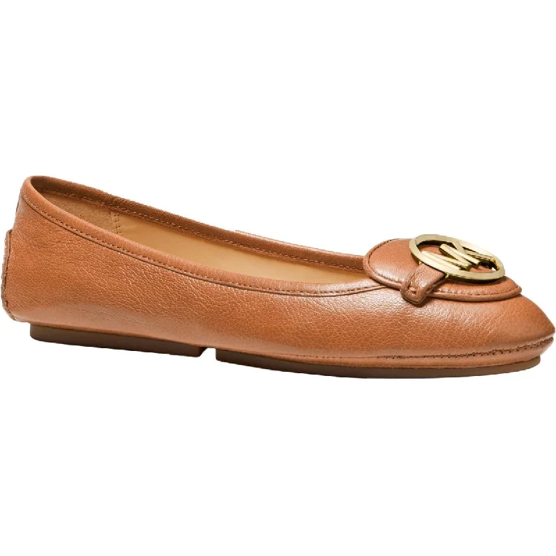 Loafers with decorative trips-Michael Kors Lillie Moc Women's Leather Logo Charm Slip On Moccasin Loafer