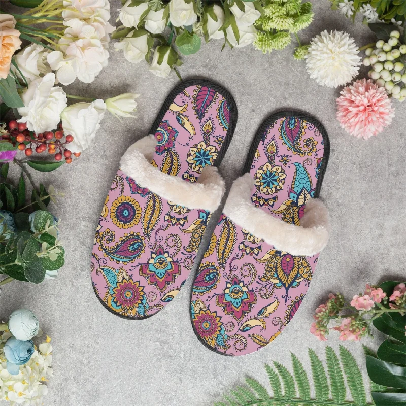 running shoes with subtle look-Pink Paisley | cozy slippers