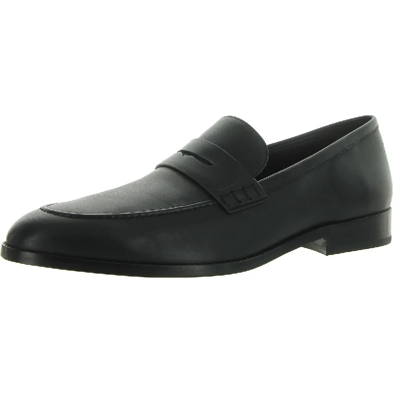 Loafers for outdoor travel-Coach Mens Leather Round Toe Loafers