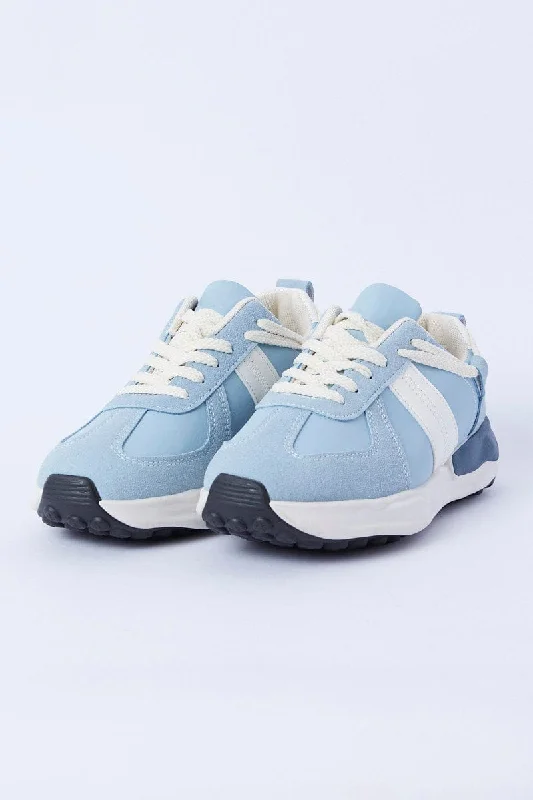 Blue Colorblock Lace Up Trainers Sneakers