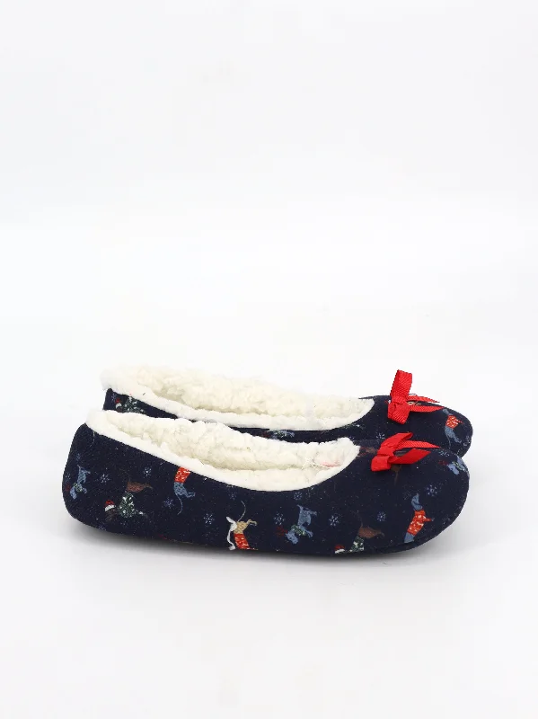 running shoes with spare insoles-Women's Graphic Printed Slippers,Navy