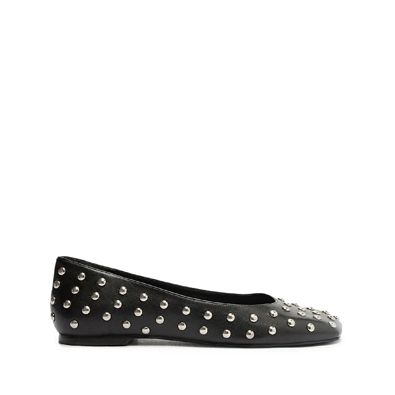 Flats in peaceful vicinity-Jaycie Studs Leather Flat