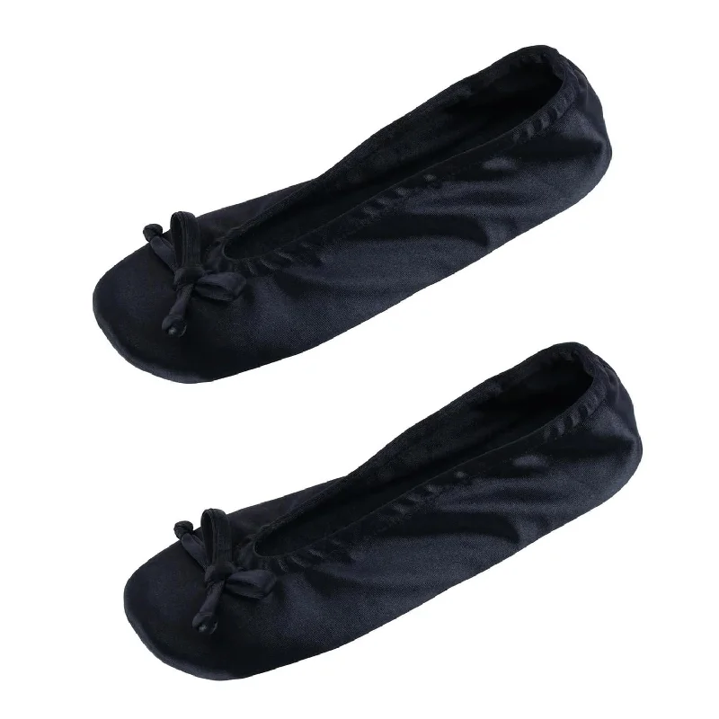 running shoes with extra padding-Women's Satin Ballerina Slipper House Shoe (Pack of 2)