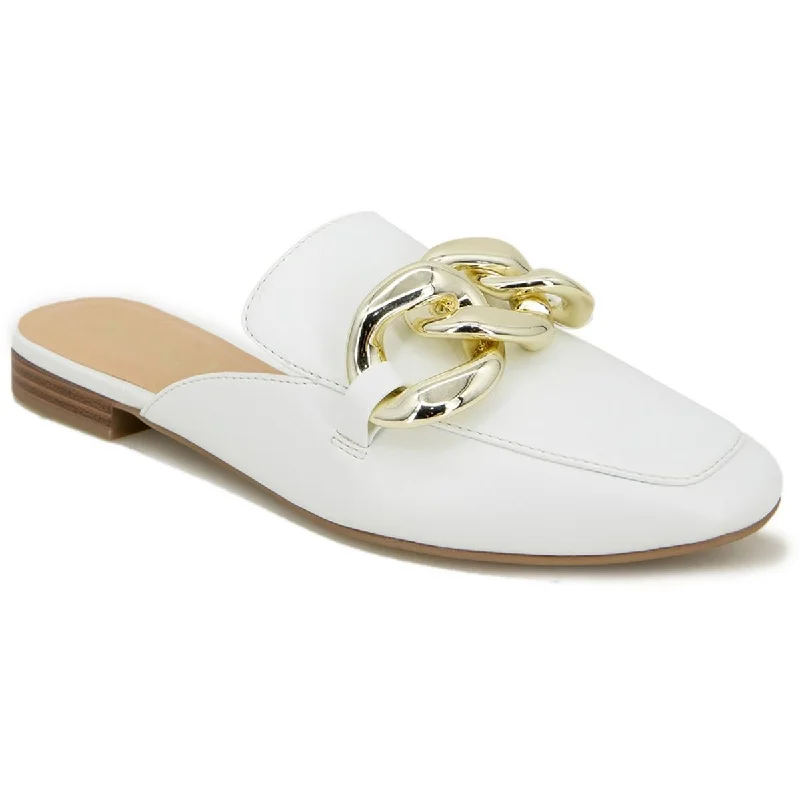 Flats in cultural district-XOXO Womens Franceen Faux Leather Chain Mules