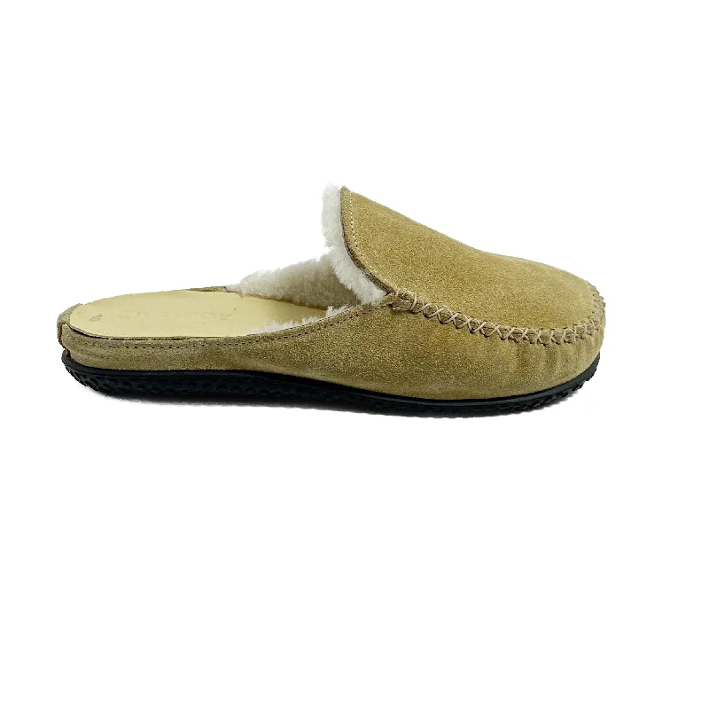 running shoes with eva cushioning-Women's Scuff ESQ Slipper: Sand Suede