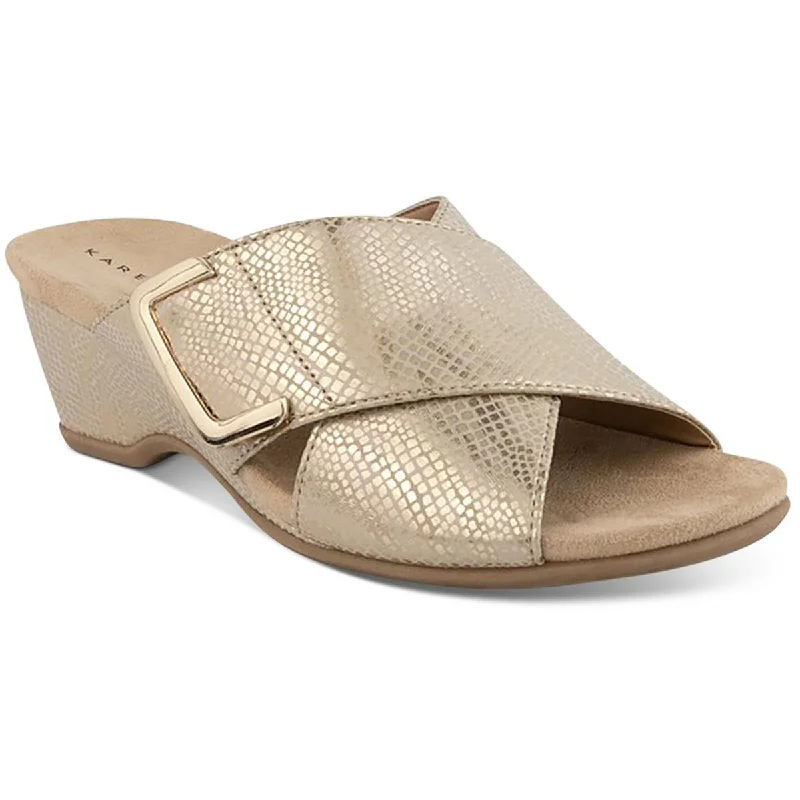 Karen Scott Womens ELZAA Slip On Open Toe Wedge Sandals